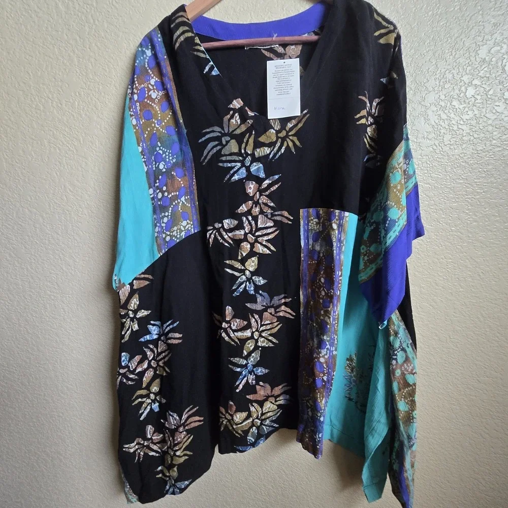 ART TO WEAR Lagenlook MISSION CANYON Tunic Blouse XL Hand Painted - Picture 9 of 11